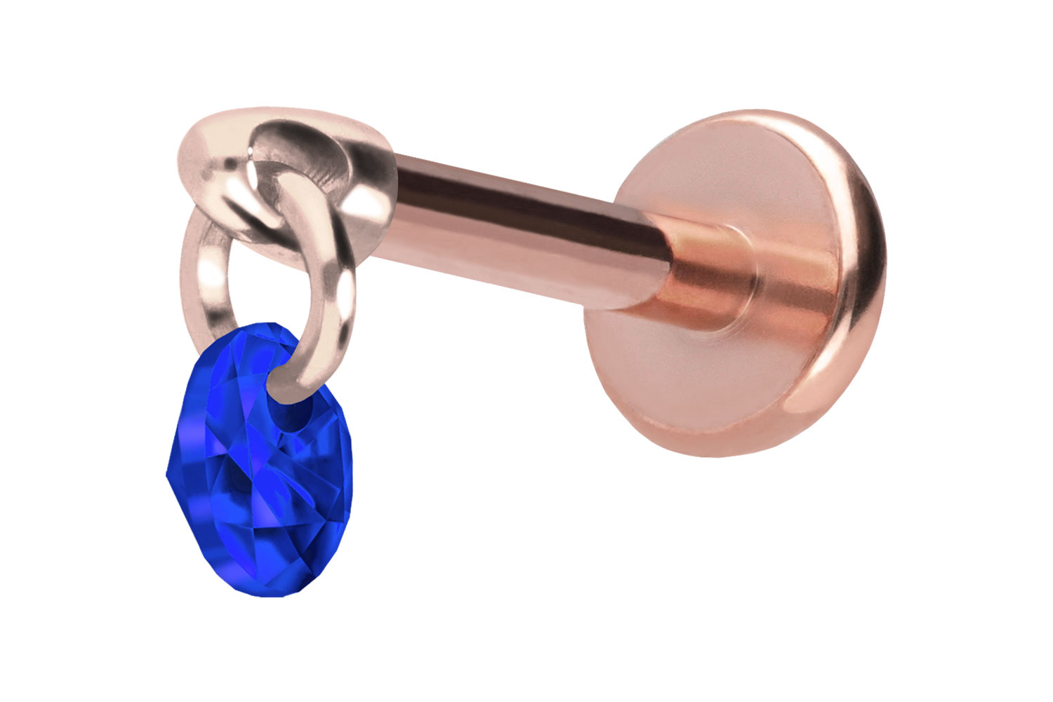 Titan Labret Piercing mit Push Fit RUNDER KRISTALL